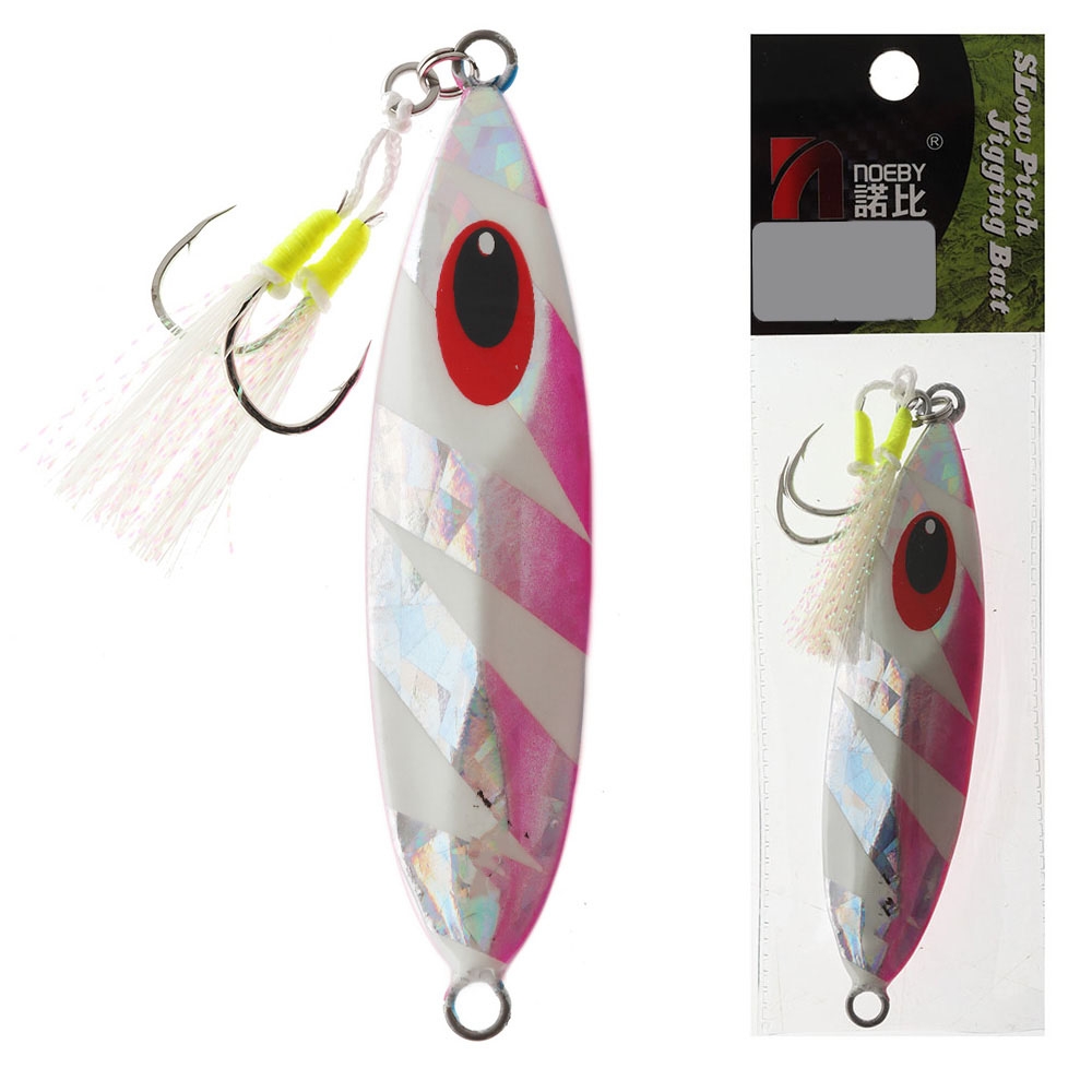 NOEBY NBL Metal Leaf Slow Pitch Jig - Rigged 80g Blue Mack