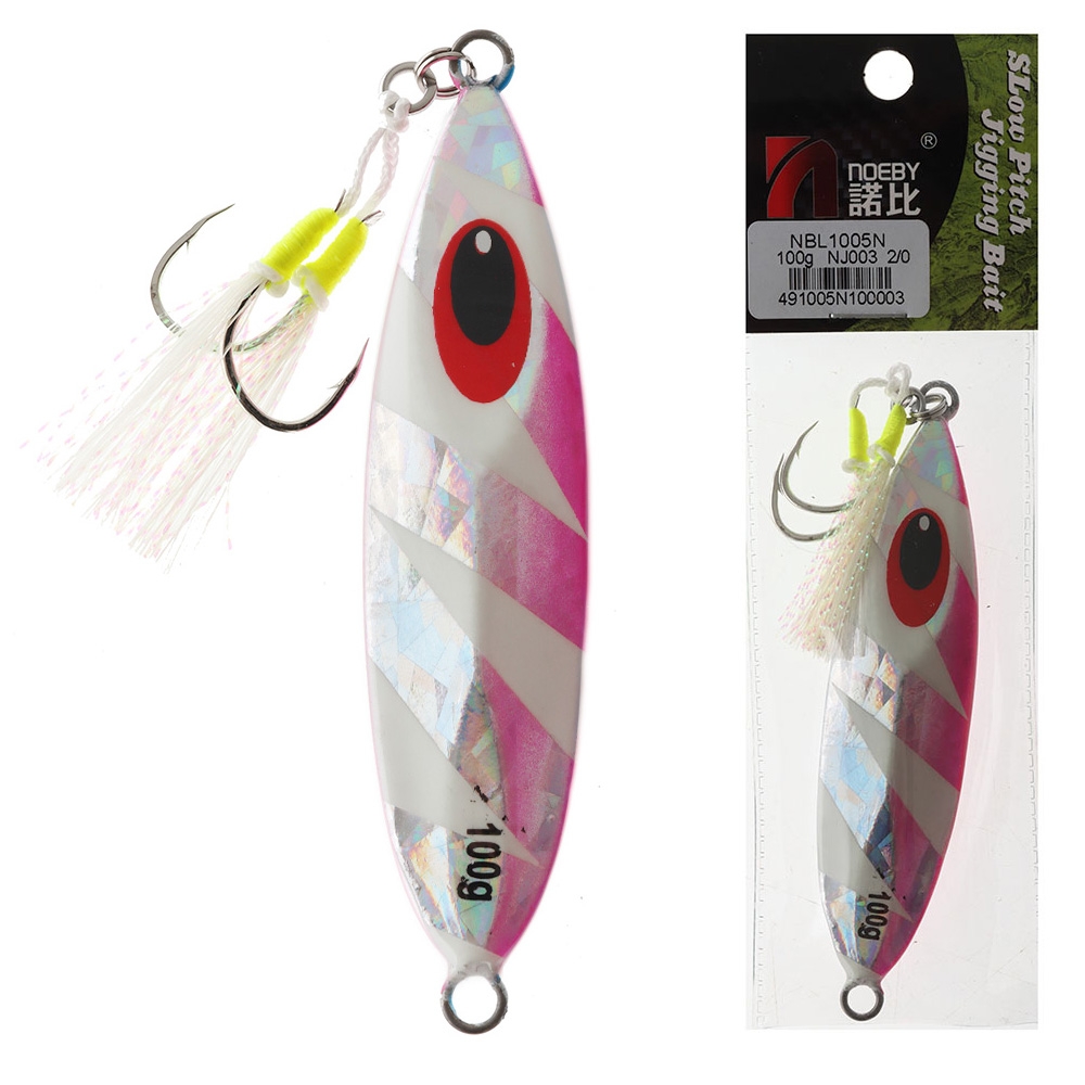 NOEBY NBL Metal Leaf Slow Pitch Jig - Rigged 100g Blue Mack