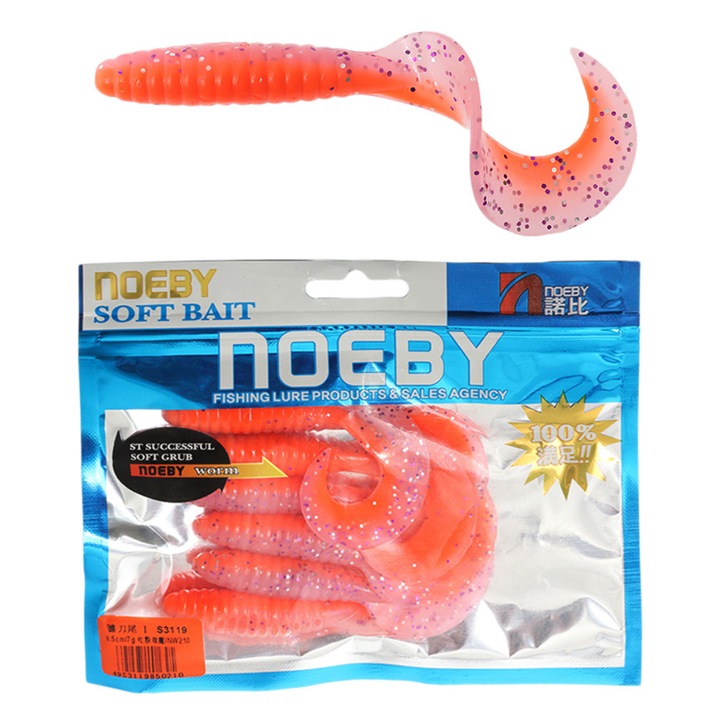 NOEBY Grub Soft Bait 8.5cm Pink Qty 6