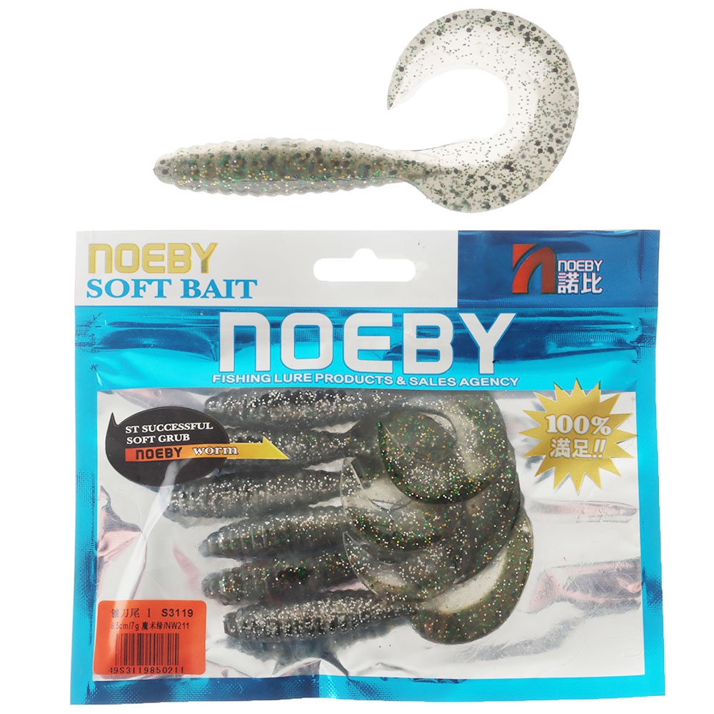 NOEBY Grub Soft Bait 8.5cm Grey Qty 6