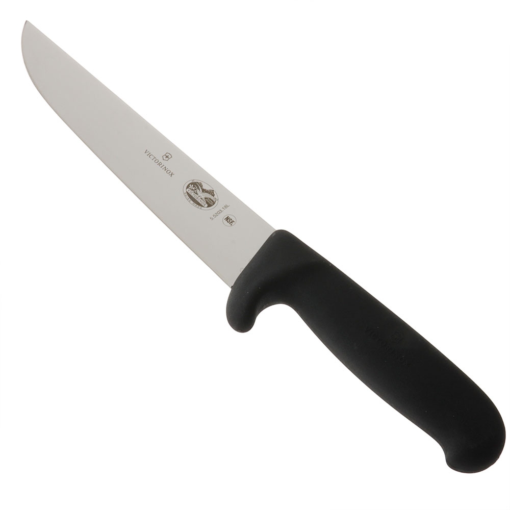 Victorinox Fibrox Straight Back Butcher Knife with Safe Grip Black Handle 18cm