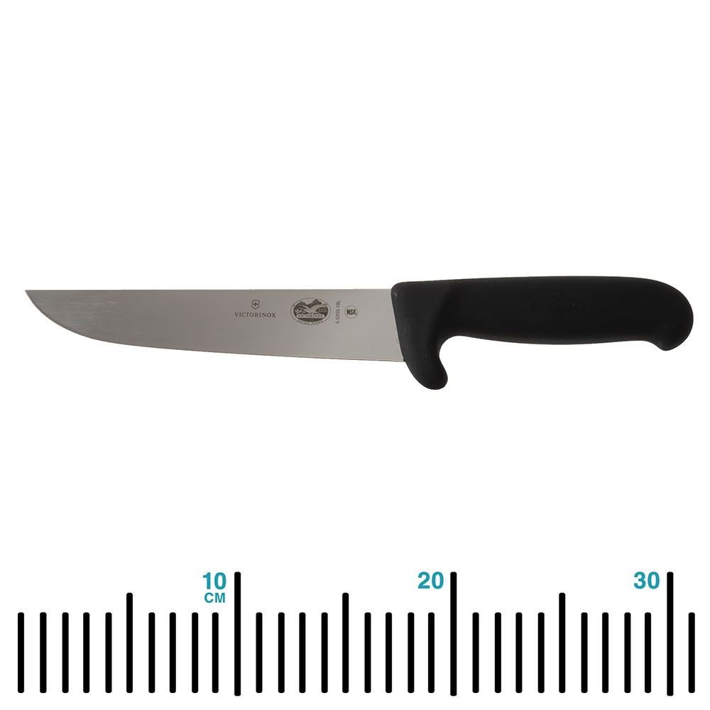 Victorinox Fibrox Straight Back Butcher Knife with Safe Grip Black Handle 18cm