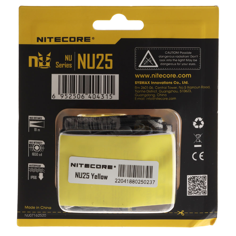 NITECORE NU25 USB Rechargeable LED Headlamp Yellow