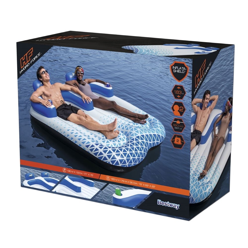 Hydro-Force Indigo Wave Double Lounge Pool Float 1.96 x 1.93m
