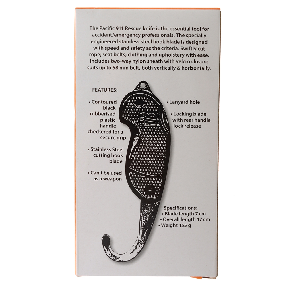 Pacific Cutlery Rescue 911 Knife with Sheath 7cm Orange