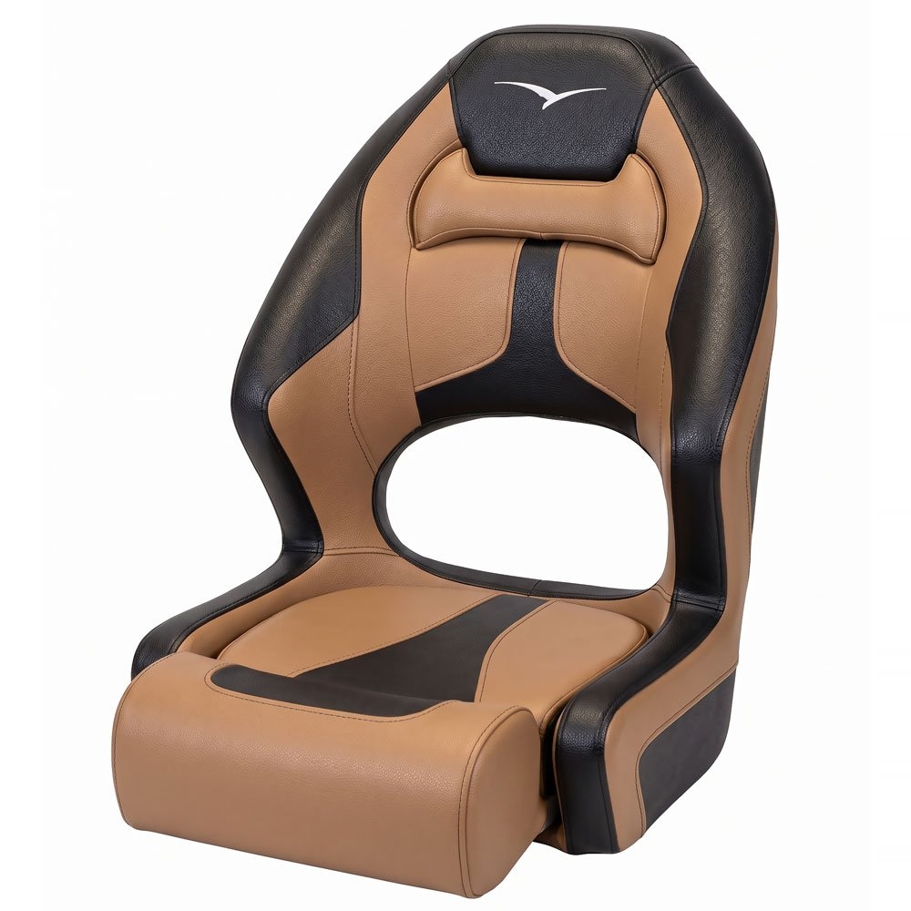BLA Striker Bucket Boat Seat with Flip-Up Bolster Black/Tan