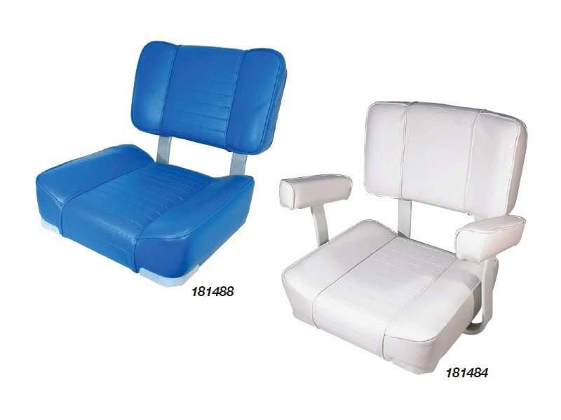 BLA Deluxe Upholstered Boat Seat White Frame White Vinyl