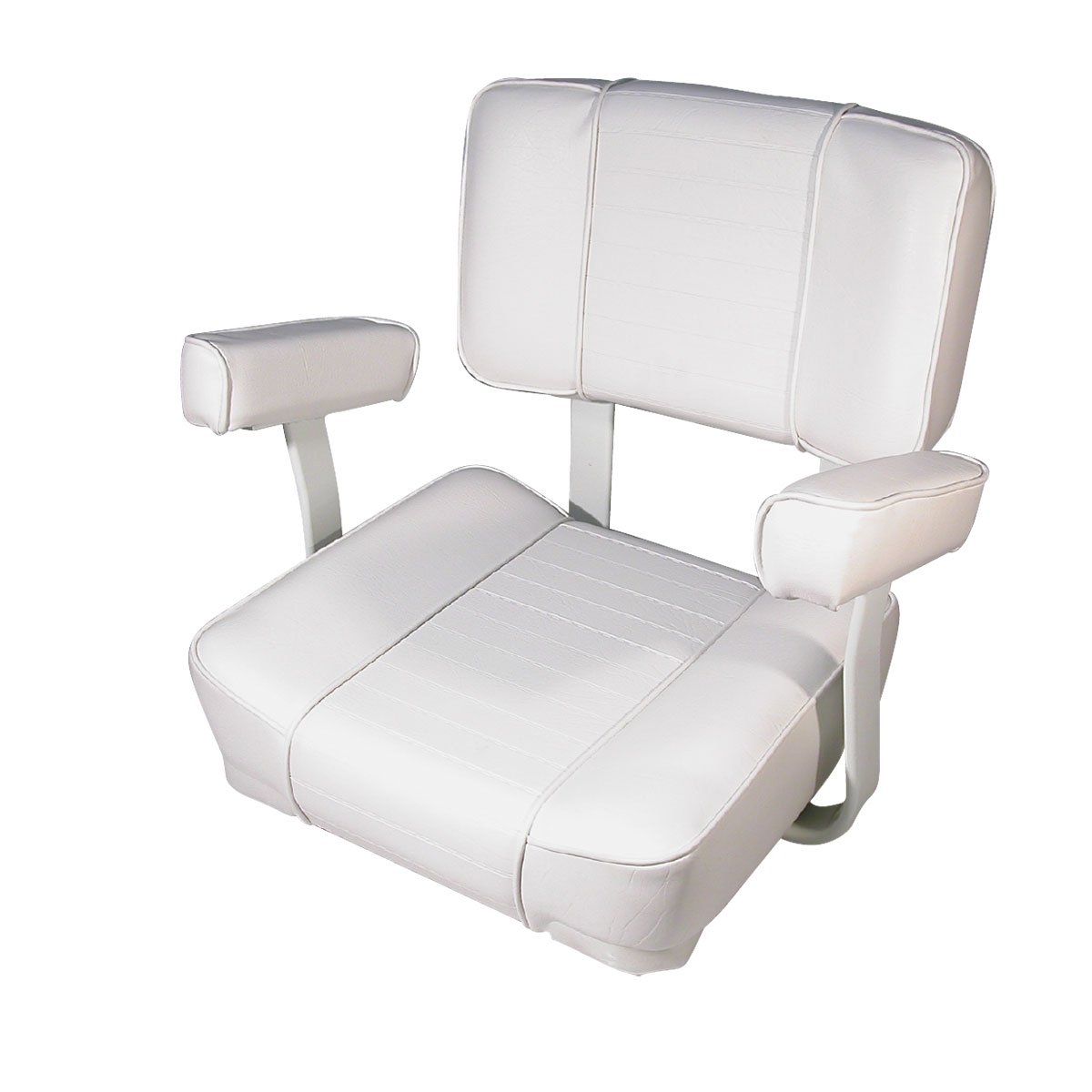 BLA Deluxe Upholstered Boat Seat White Frame White Vinyl