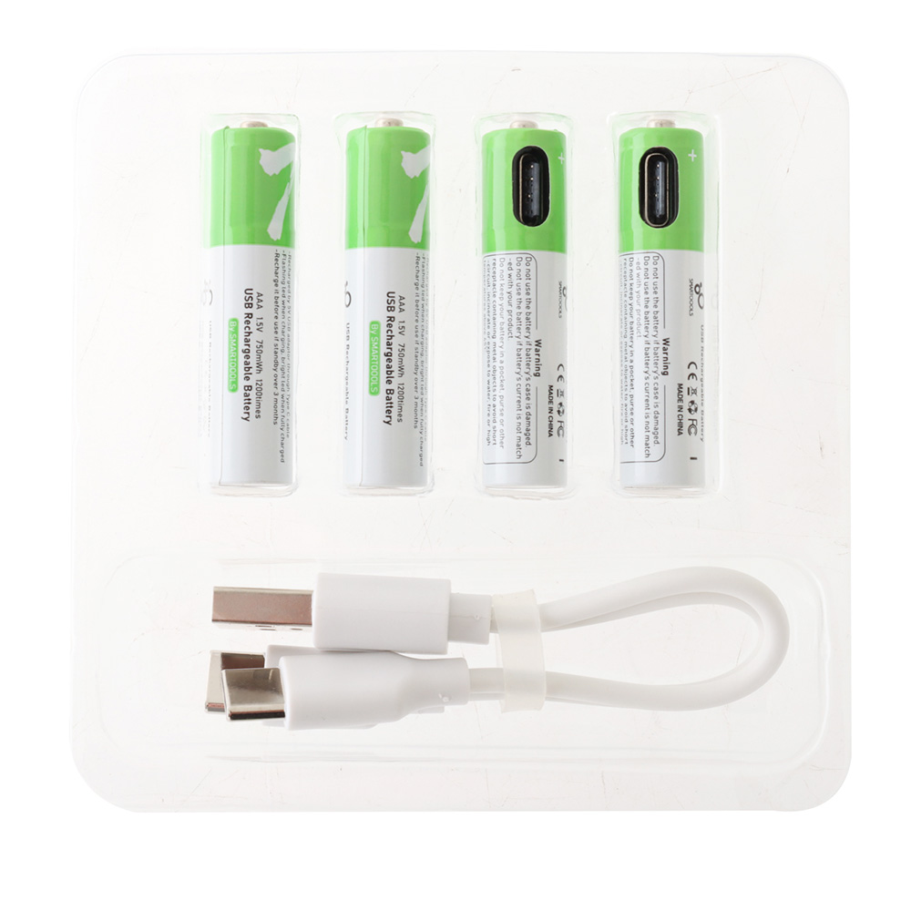 USB Rechargeable AAA Lithium Battery 1.5V 4-Pack