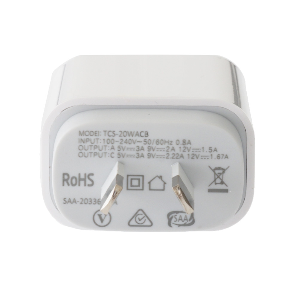 Fast Charger for USB and Type C Devices 20W