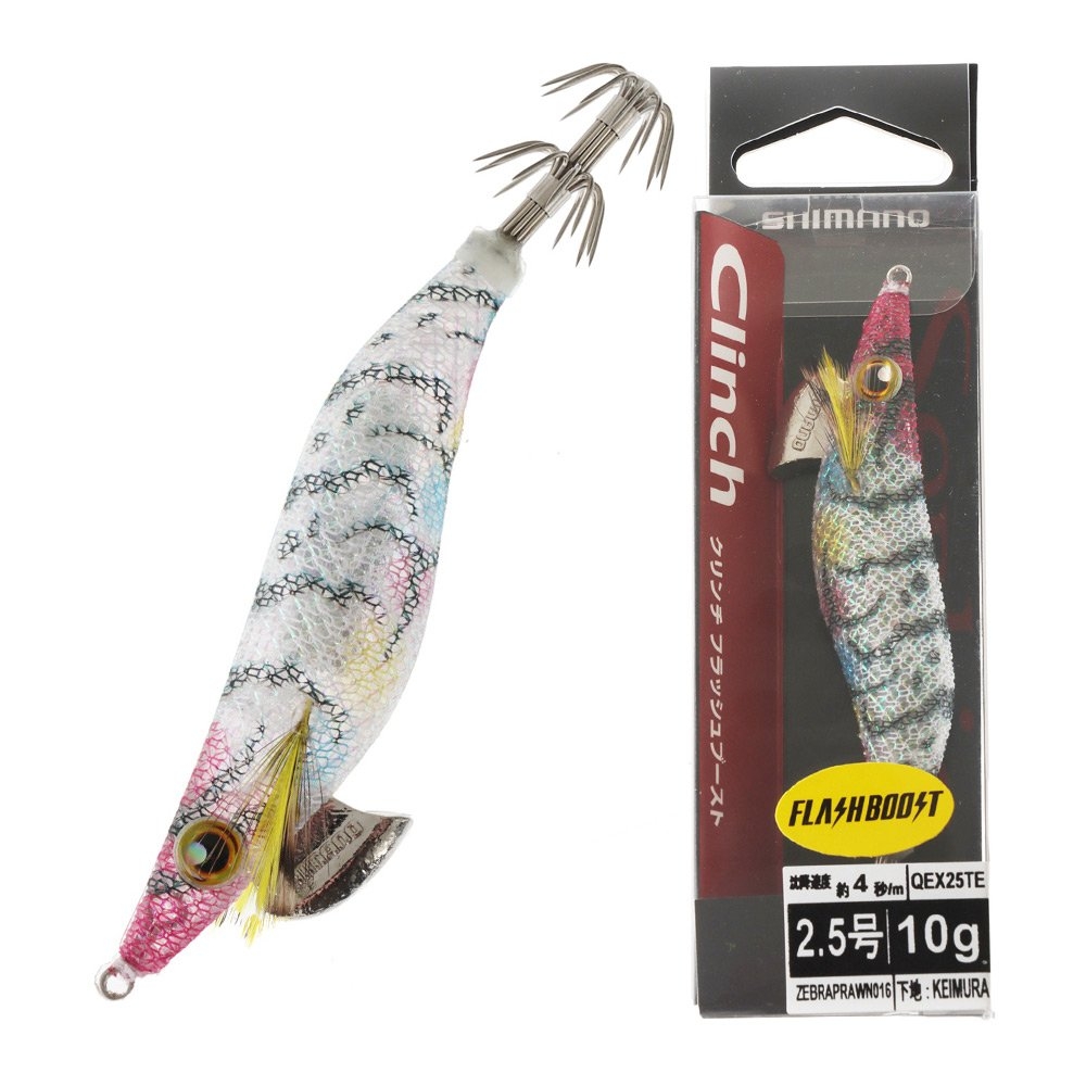Shimano Sephia Clinch FlashBoost Squid Jig Size 2.5 10g Zebra Prawn