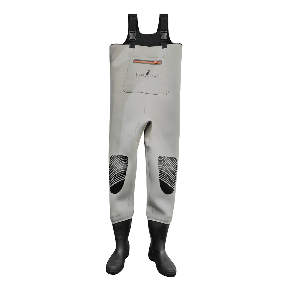 Black Shag Neoprene Chest Waders with Waterproof Front Pocket 4mm US11 - Returned 