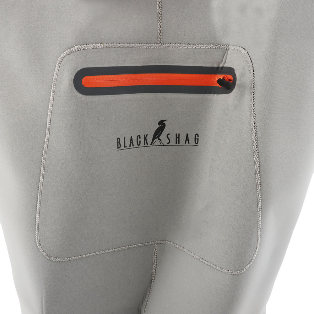 Black Shag Neoprene Chest Waders with Waterproof Front Pocket 4mm US11 - Returned 