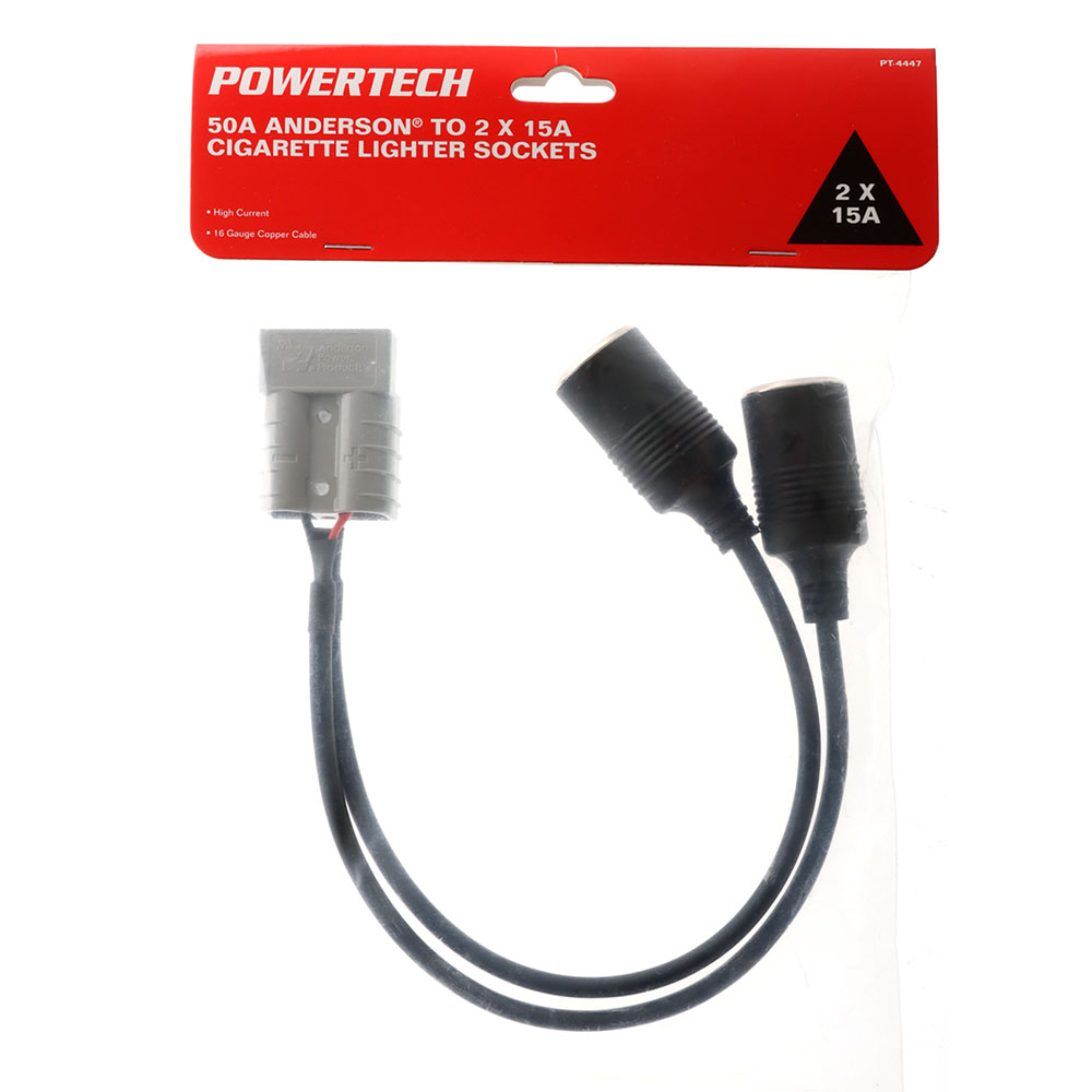 Anderson Plug to Cigarette Lighter Sockets 2 x 15A 300mm