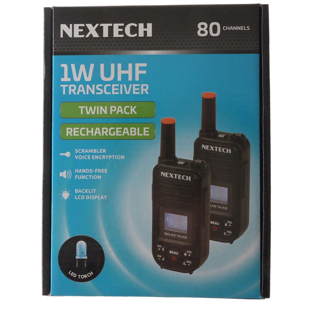 NEXTECH DC1108 Rechargeable UHF Transceiver Twin Pack 1W