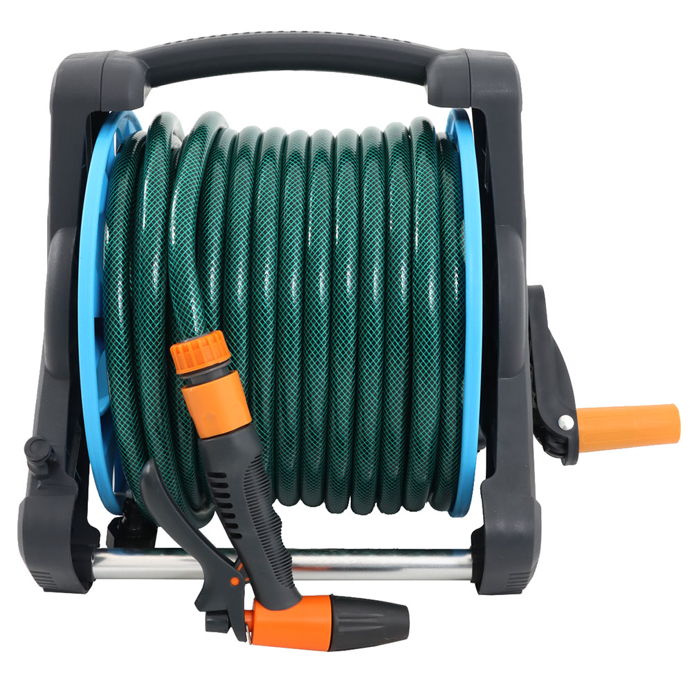 Reinforced Flexible Garden Hose 40m with Hand Reel and Trigger Nozzle