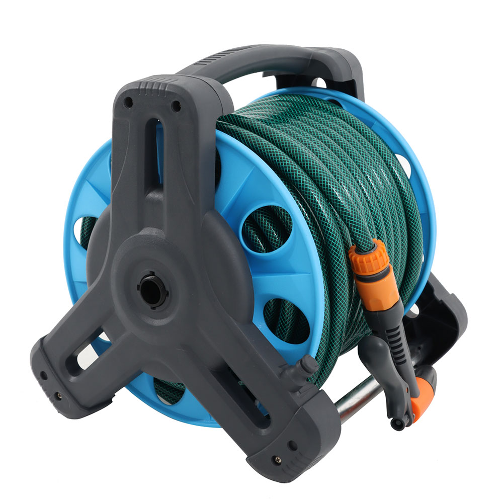 Reinforced Flexible Garden Hose 40m with Hand Reel and Trigger Nozzle