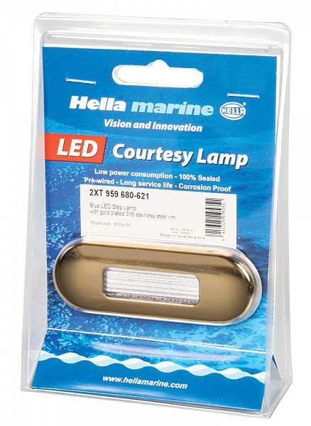 Hella Marine Green LED Step Lamp Wide Rim 10-33V - Polished 316 S/S Bezel