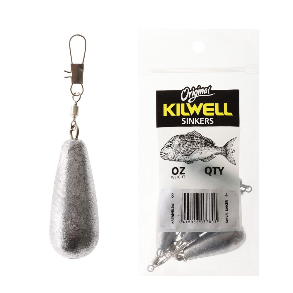 Kilwell Tear Drop Swivel Sinker 3oz Qty 4