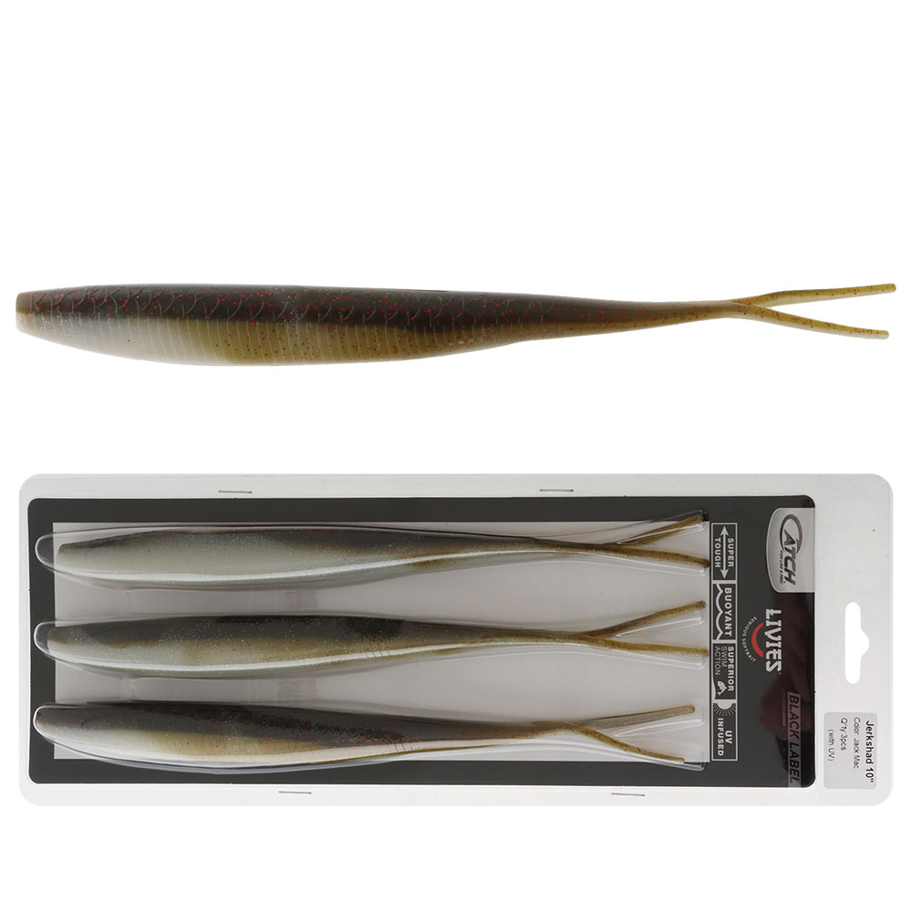 Catch Black Label Livies Jerkshad Soft Bait 10in Jack Mac Qty 3