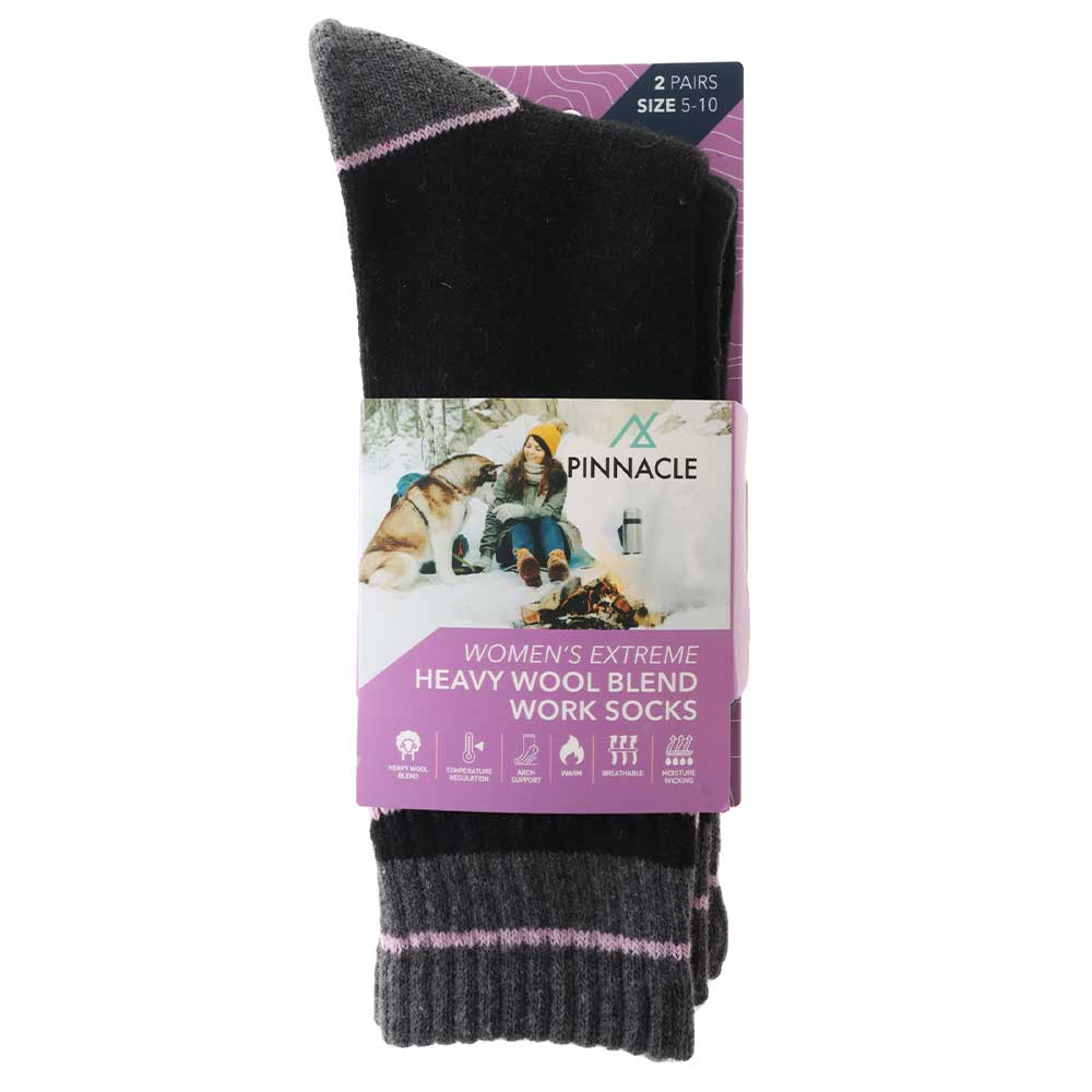 Womens Extreme Heavy Wool Blend Socks 2-Pack 5-10