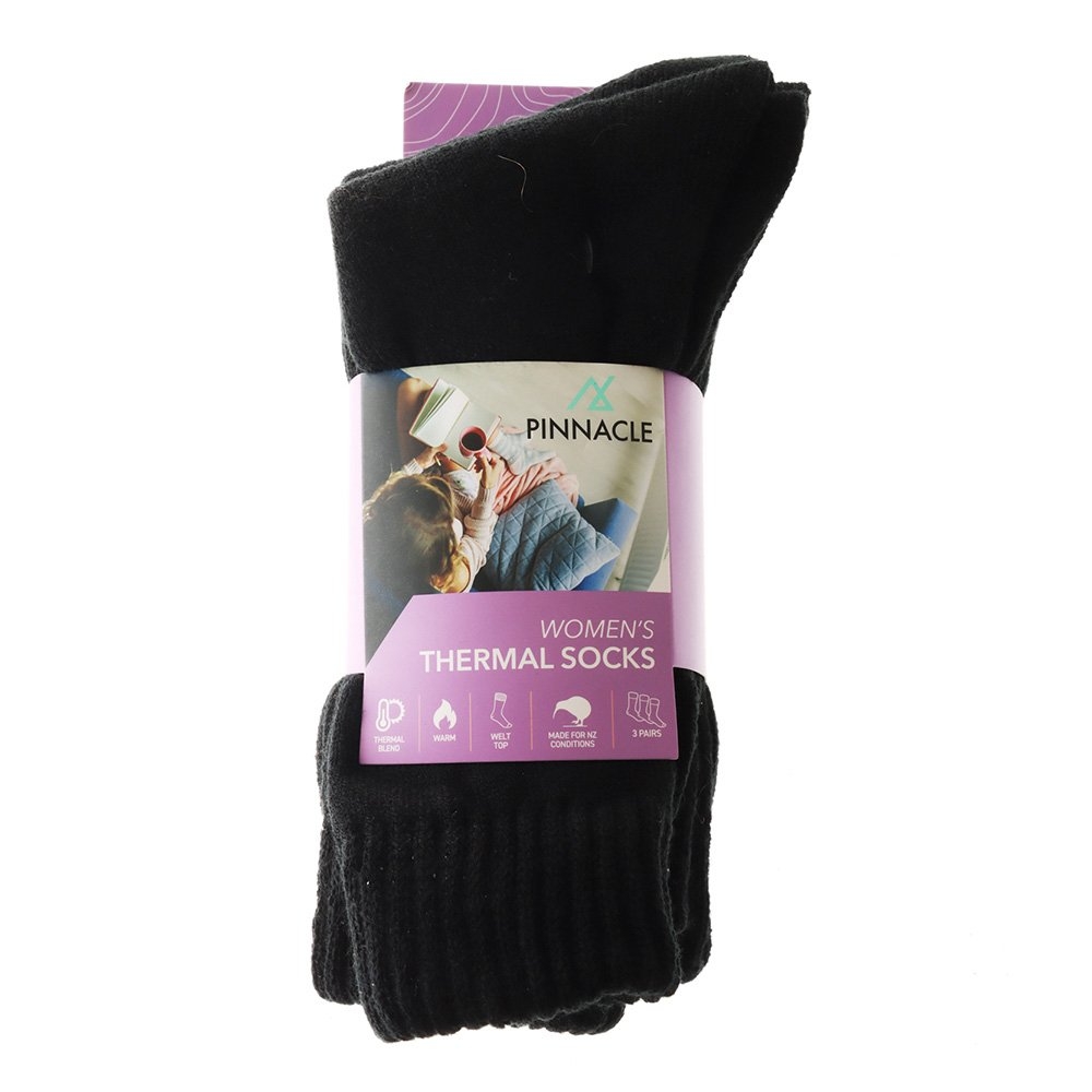 Womens Thermal Socks 3-Pack Size 5-10 Black