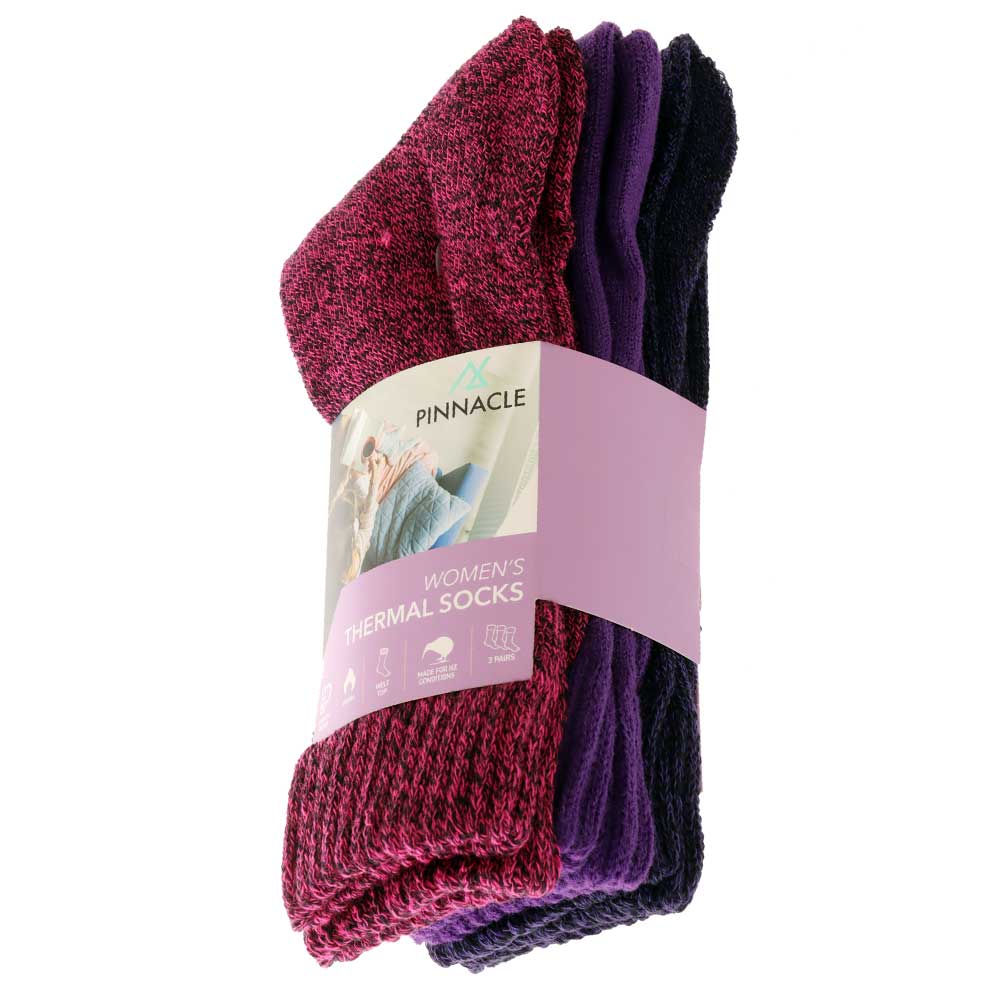 Womens Thermal Socks 3-Pack Size 5-10 Multi Coloured