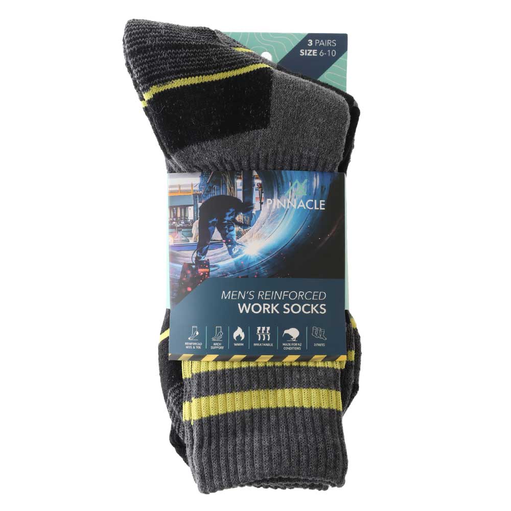 Mens Reinforced Work Socks 3-Pack Size 6-10