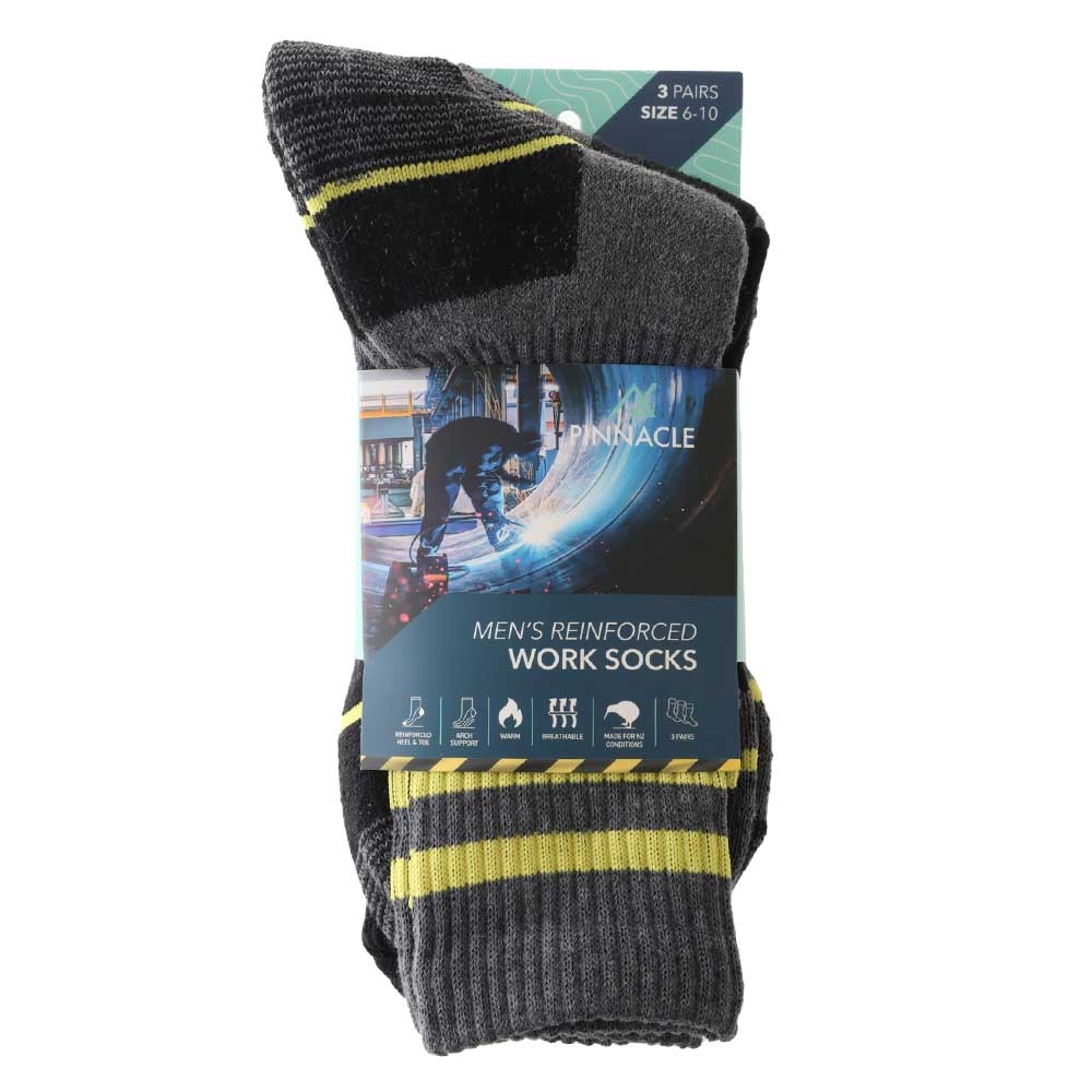 Mens Reinforced Work Socks 3-Pack Size 11-13