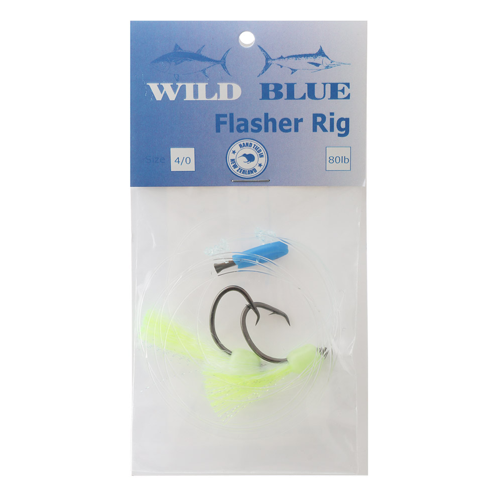 Wild Blue Tackle Flasher Rig 4/0 Chartreuse White