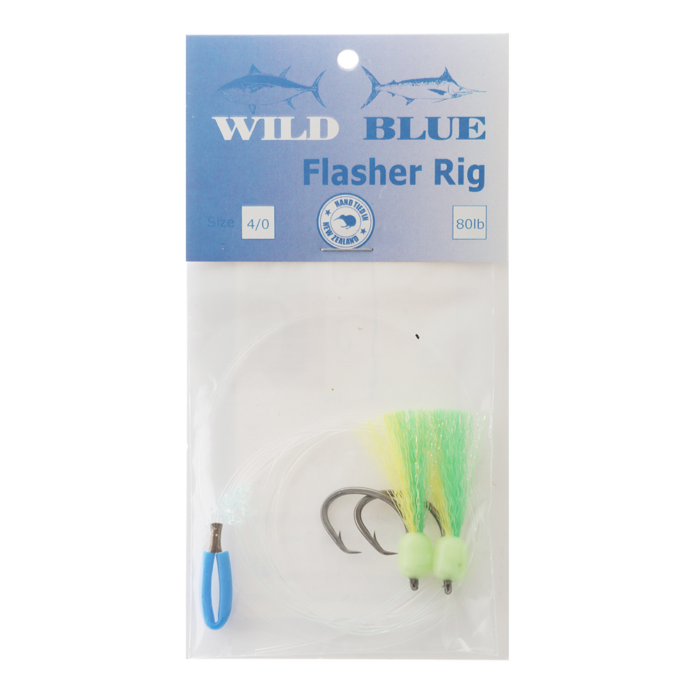 Wild Blue Tackle Flasher Rig 4/0 Green Yellow