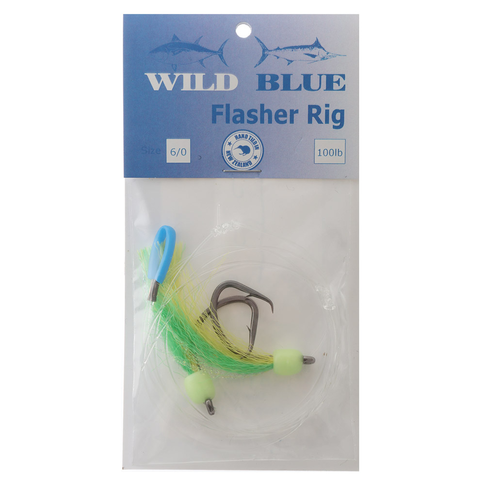 Wild Blue Tackle Flasher Rig 6/0 Green Yellow