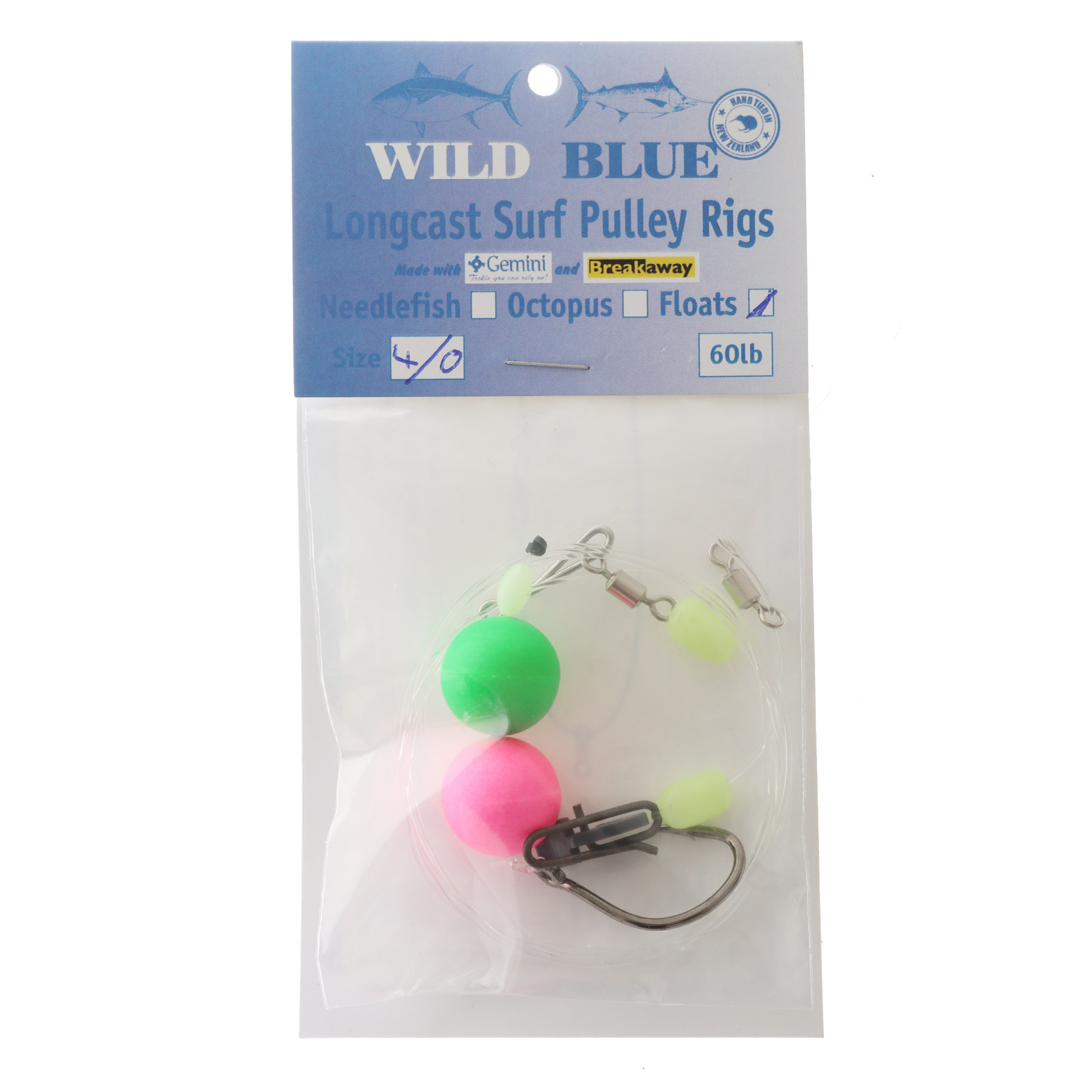 Wild Blue Tackle Long Cast Surf Pulley Rig Floats Pink/Green #20