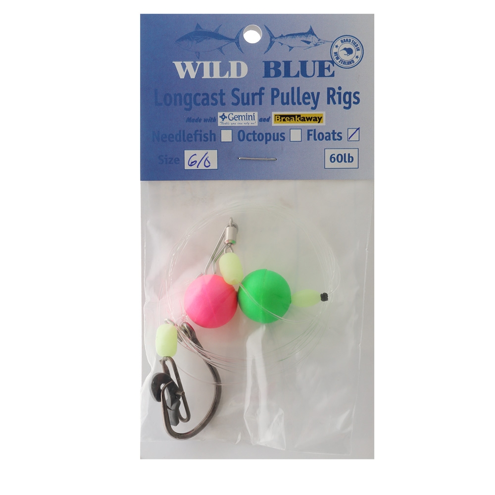 Wild Blue Tackle Long Cast Surf Pulley Rig Floats Pink/Green #23