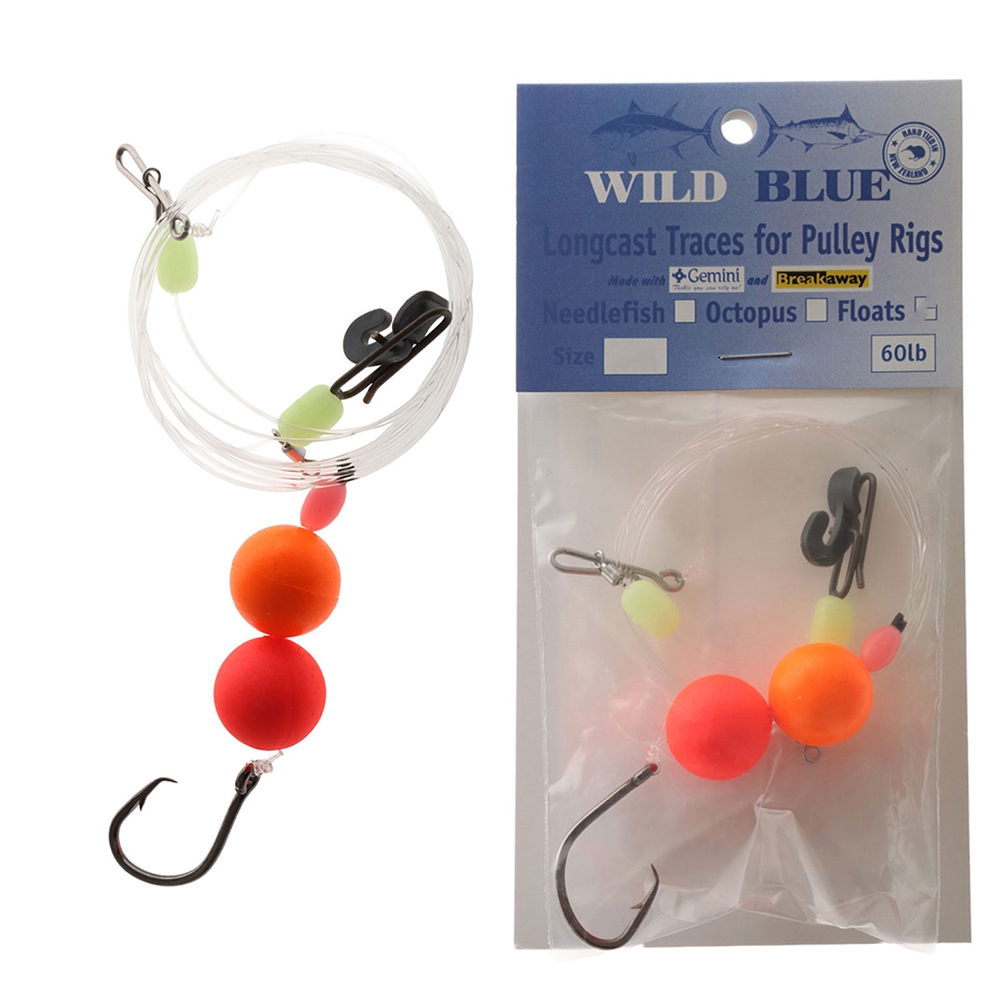 Wild Blue Tackle Long Cast Surf Pulley Rig Floats Red/Orange #20