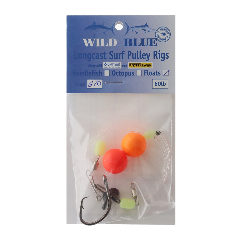Wild Blue Tackle Long Cast Surf Pulley Rig Floats Red/Orange #23