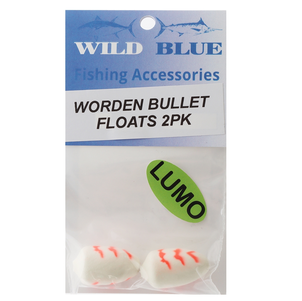 Wild Blue Tackle Wordens Bullet Floats Blue Glow Qty 2