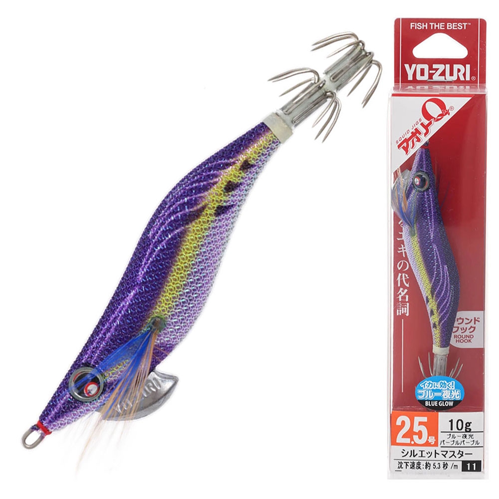 Yo-Zuri Egi Aurie-Q Cloth Squid Jig Size 2.5 10g Blue Glow Purple