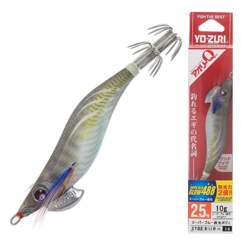 Yo-Zuri Egi Aurie-Q Cloth Squid Jig Size 2.5 10g Super Blue Glow Aji