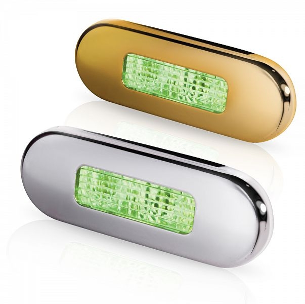 Hella Marine Green LED Step Lamp Wide Rim 10-33V - Polished 316 S/S Bezel
