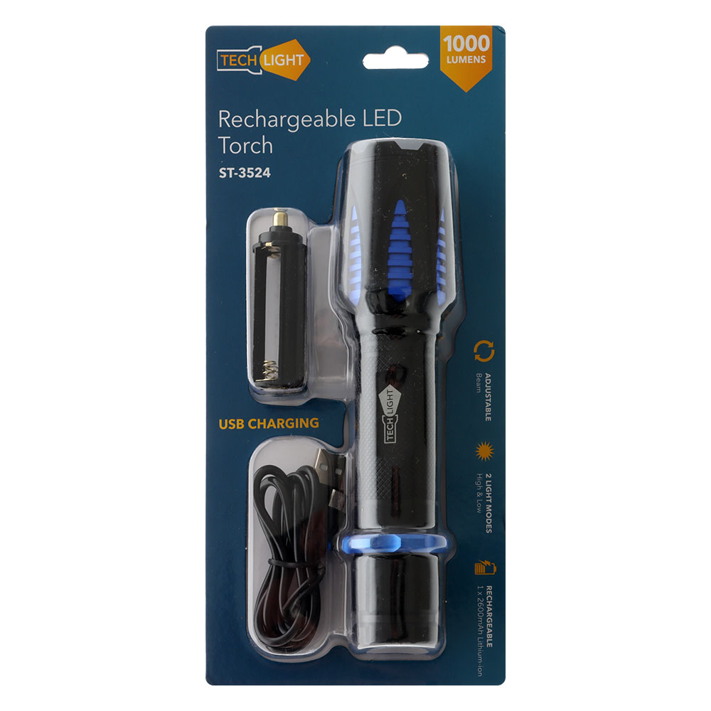 USB Rechargeable LED Torch 1000 Lumens