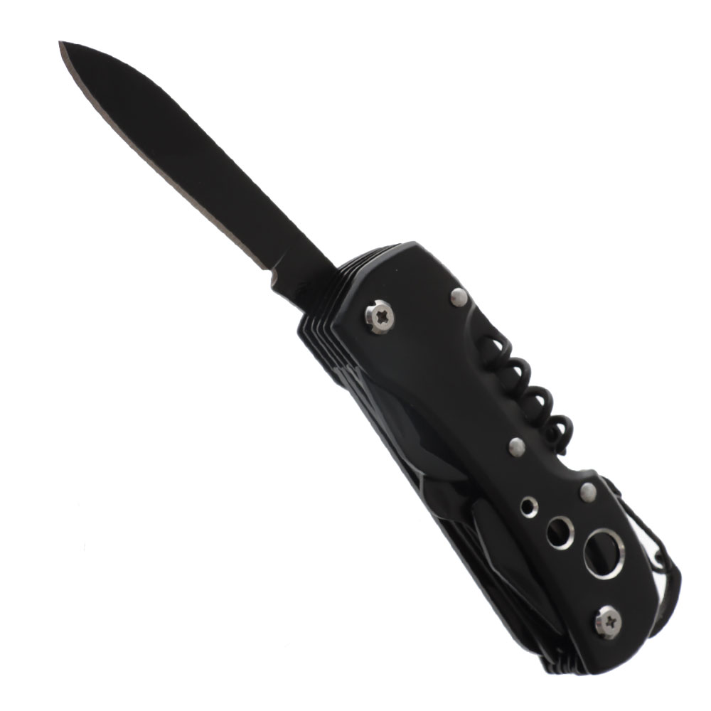 Multi-Function Pocket Knife with Aluminium Handle Black 6cm