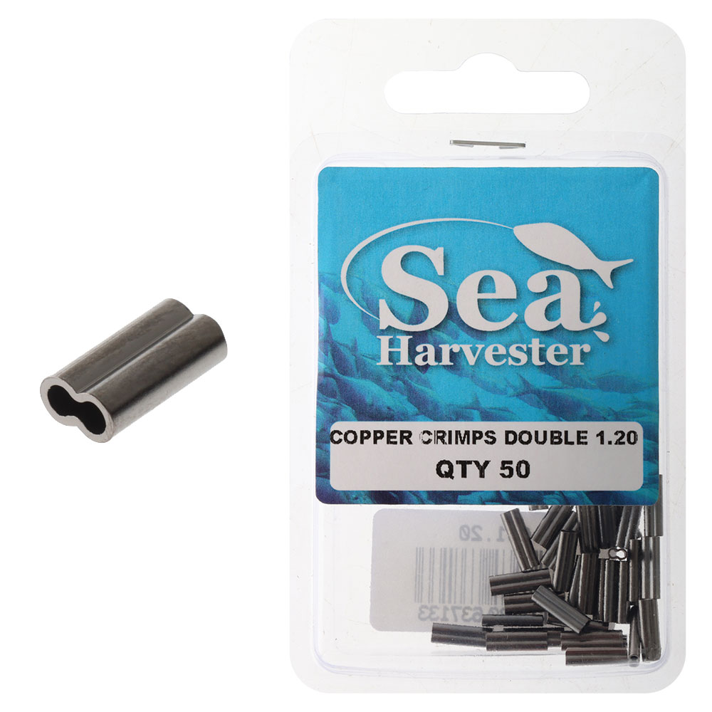 Sea Harvester Double Barrel Copper Crimp Sleeves 1.2mm Qty 50