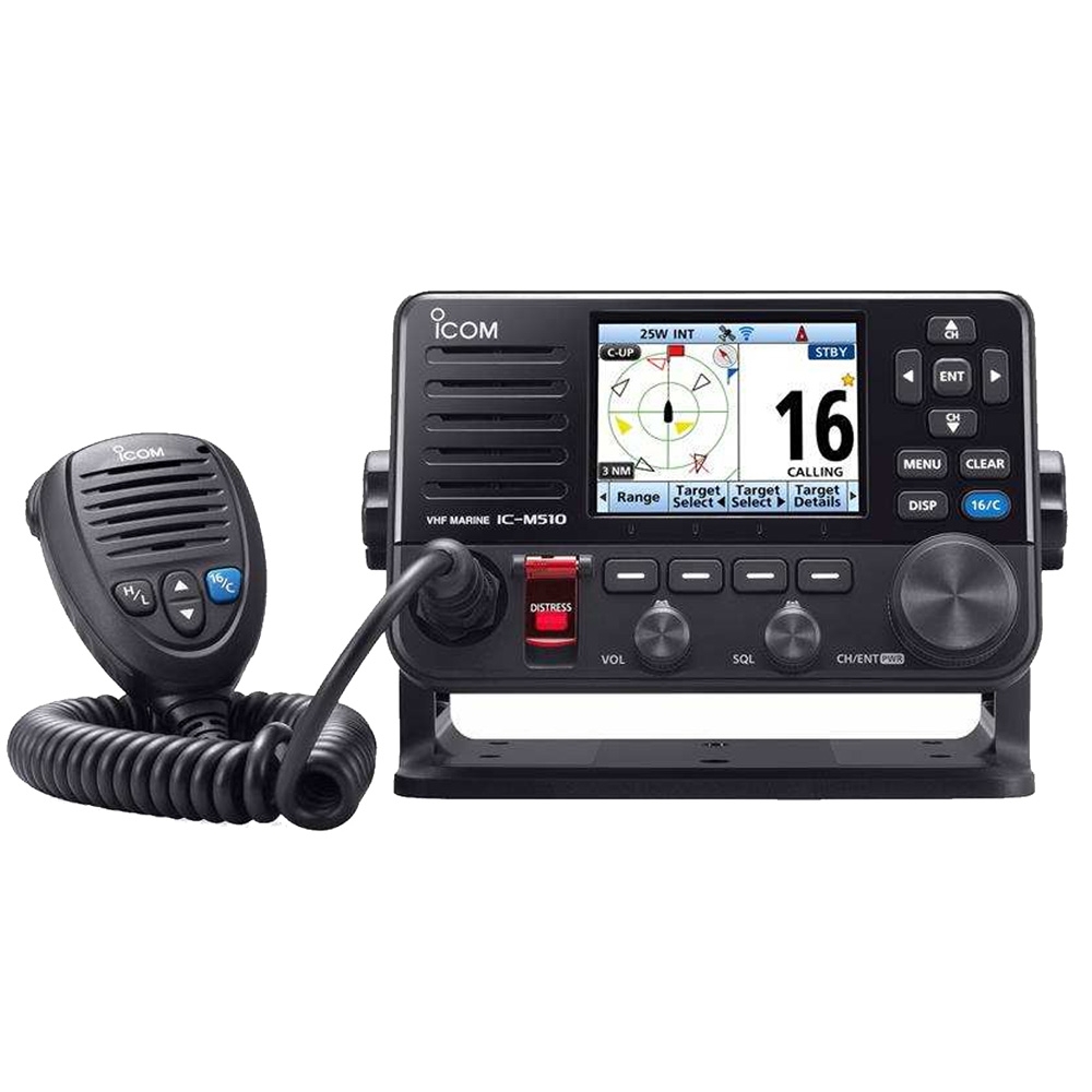 Icom IC-M510 Fixed Mount VHF/DSC Marine Transceiver with AIS/NMEA Rear Mic - Returned Item - installed once