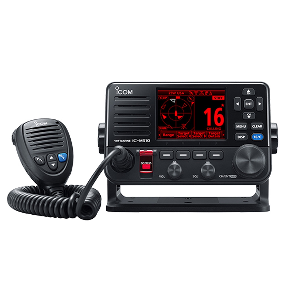 Icom IC-M510 Fixed Mount VHF/DSC Marine Transceiver with AIS/NMEA Rear Mic