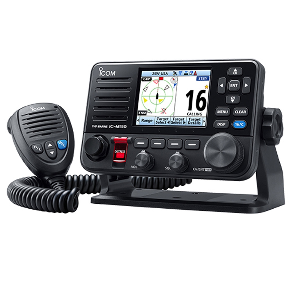 Icom IC-M510 Fixed Mount VHF/DSC Marine Transceiver with AIS/NMEA Rear Mic - Returned Item - installed once
