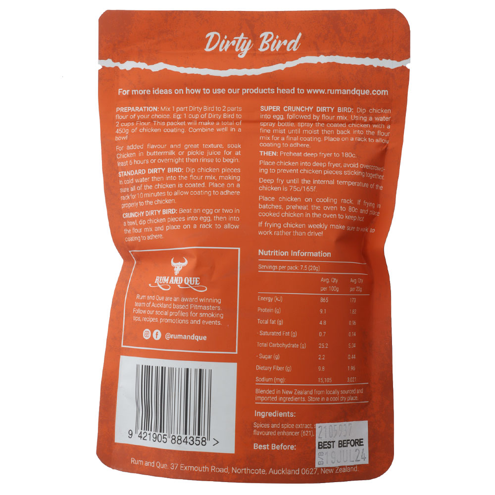 Rum and Que Dirty Bird Nashville Fried Chicken Seasoning 150g