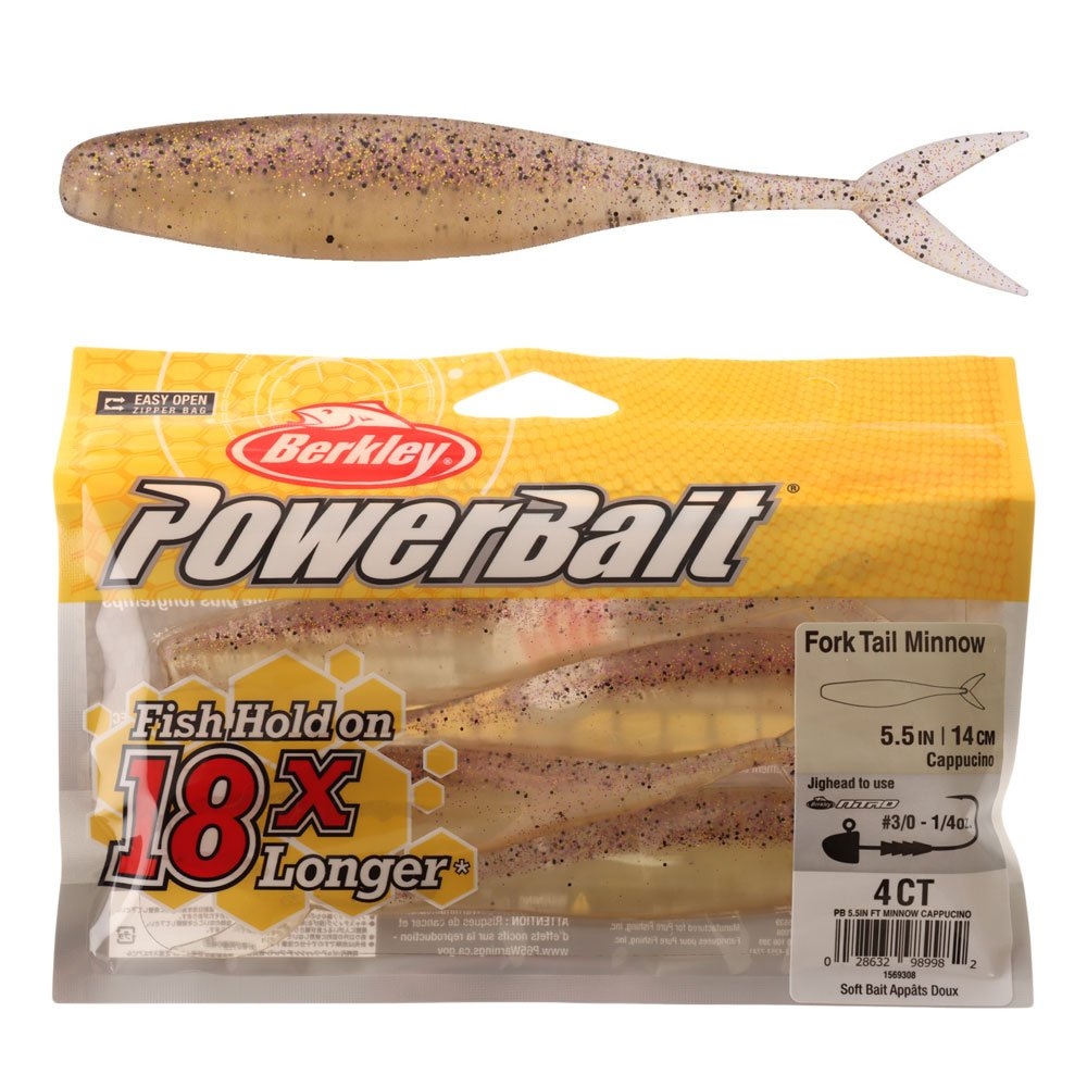 Berkley PowerBait Forktail Minnow Soft Bait 14cm Cappucino