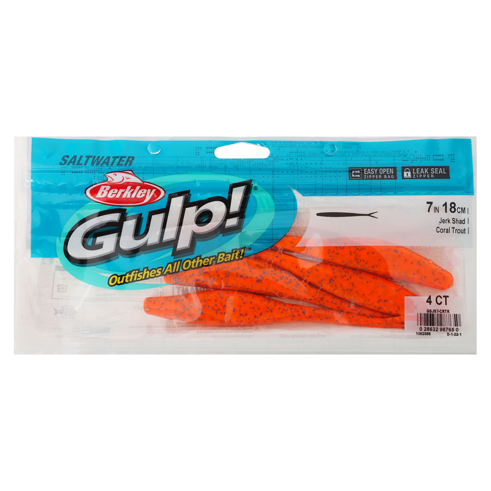 Berkley Gulp Saltwater Jerk Shad Soft Bait 18cm Coral Trout Qty 4