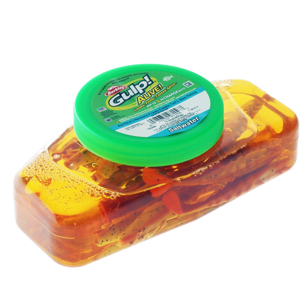 Berkley Gulp Alive Nemesis Prawn Paddle Tail Soft Bait Tub 10cm New Penny
